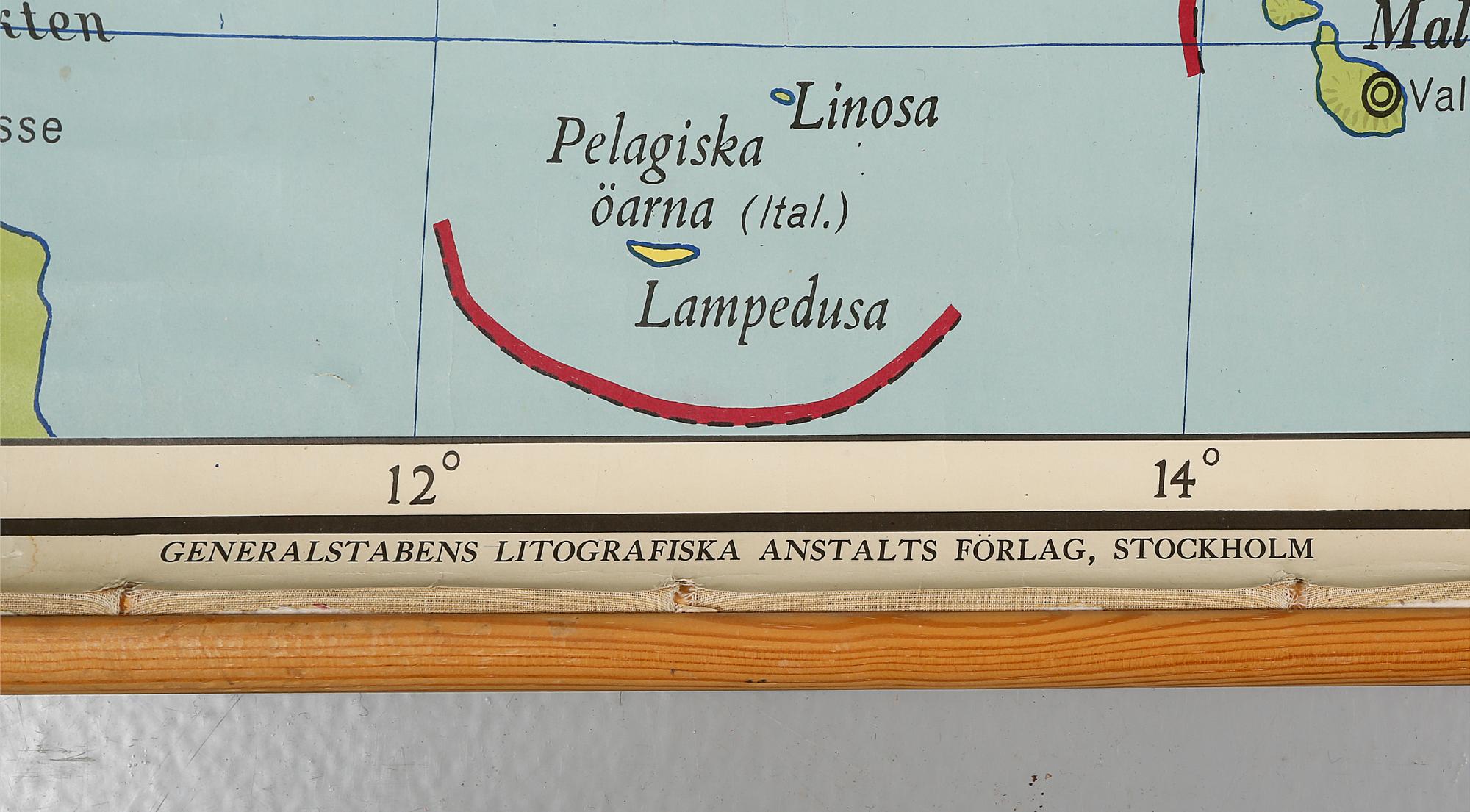 SKOLKARTA, Italien, Generalstabens Litografiska Anstalts Förlag, 1959.