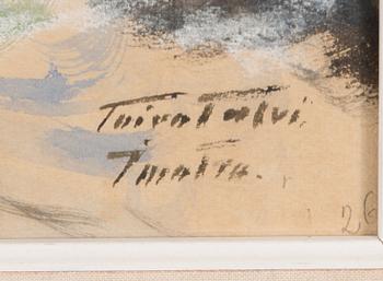 Toivo Talvi, sekatekniikka paperille, signeerattu.