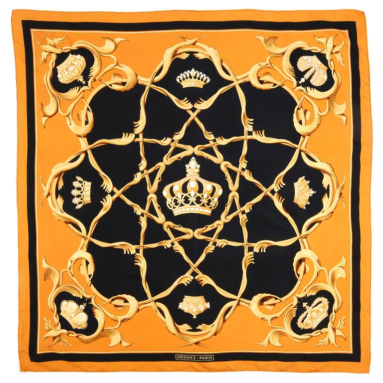 HERMÈS, a silk scarf, "Crowns / Couronnes".