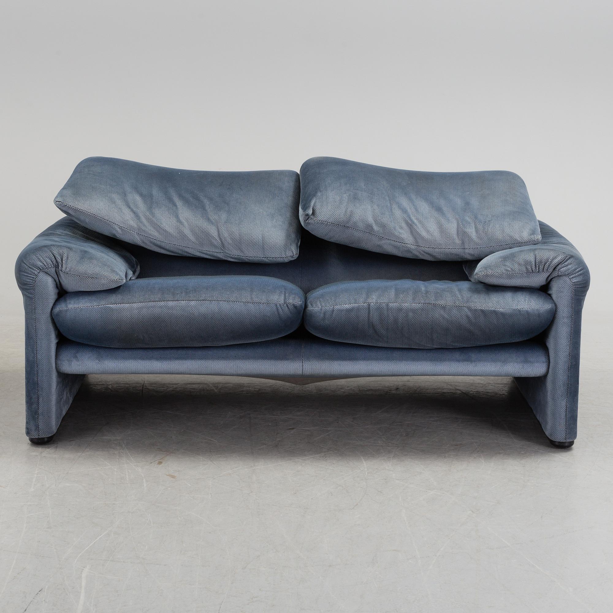 A "Maralunga" sofa and armchair by Vico Magistretti for Cassina Italy.