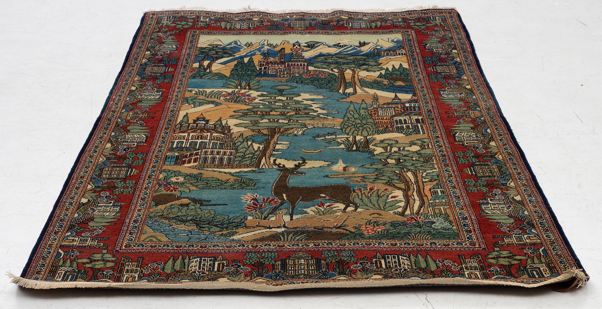 Matta, Keshan, figural. ca 216 x 130 cm,