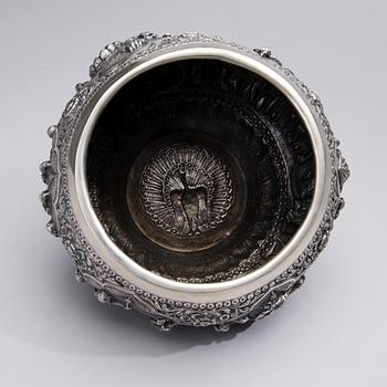 INDIAN/BURMESE SILVER BOWL with Peacock Marking.  Weight 900 g. Around 1900.