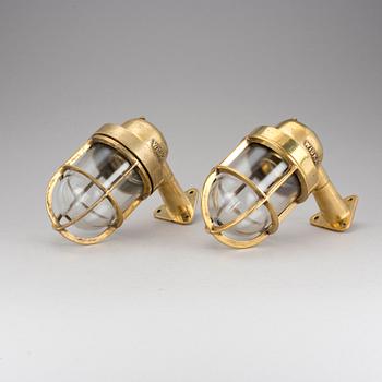 FARTYGSLAMPETTER, ett par, WISKA 11 31 mässing, 1900-talets första hälft.