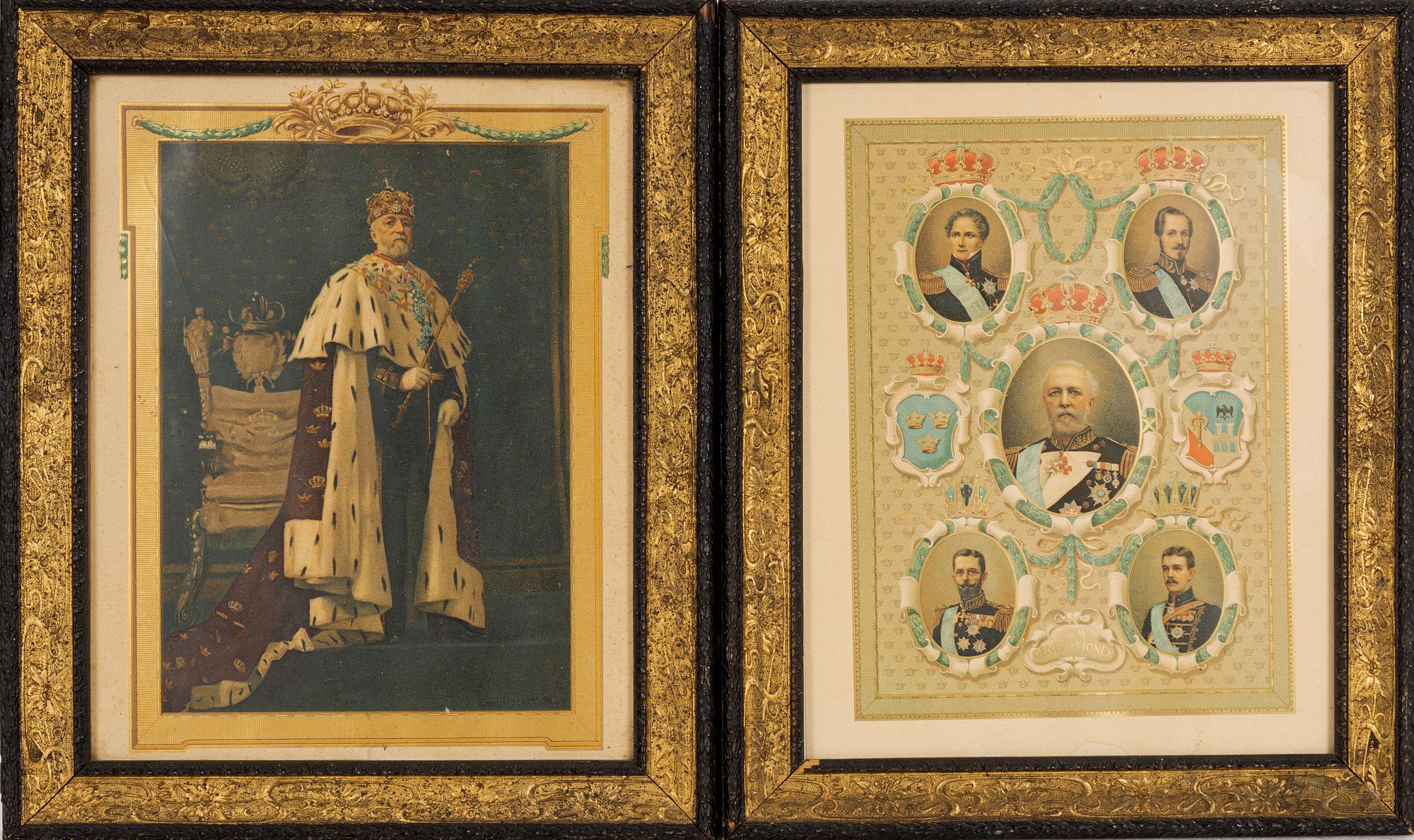 A pair of prints, Oscar II, circa 1900.
