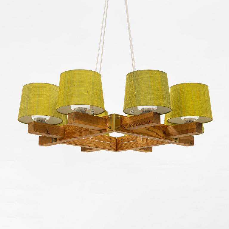 Uno & Östen Kristiansson, a pine wood ceiling lamp, Luxus, Vittsjö.