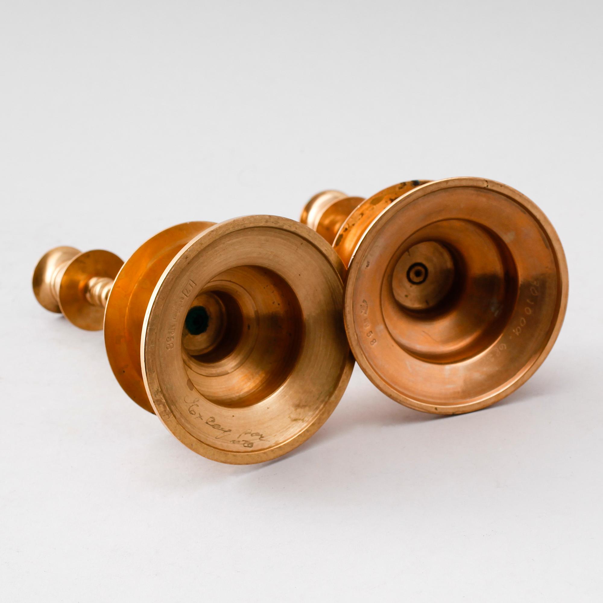 LJUSSTAKAR, 1 par, mässing, No 58, Skultuna, 1900-talets första hälft.