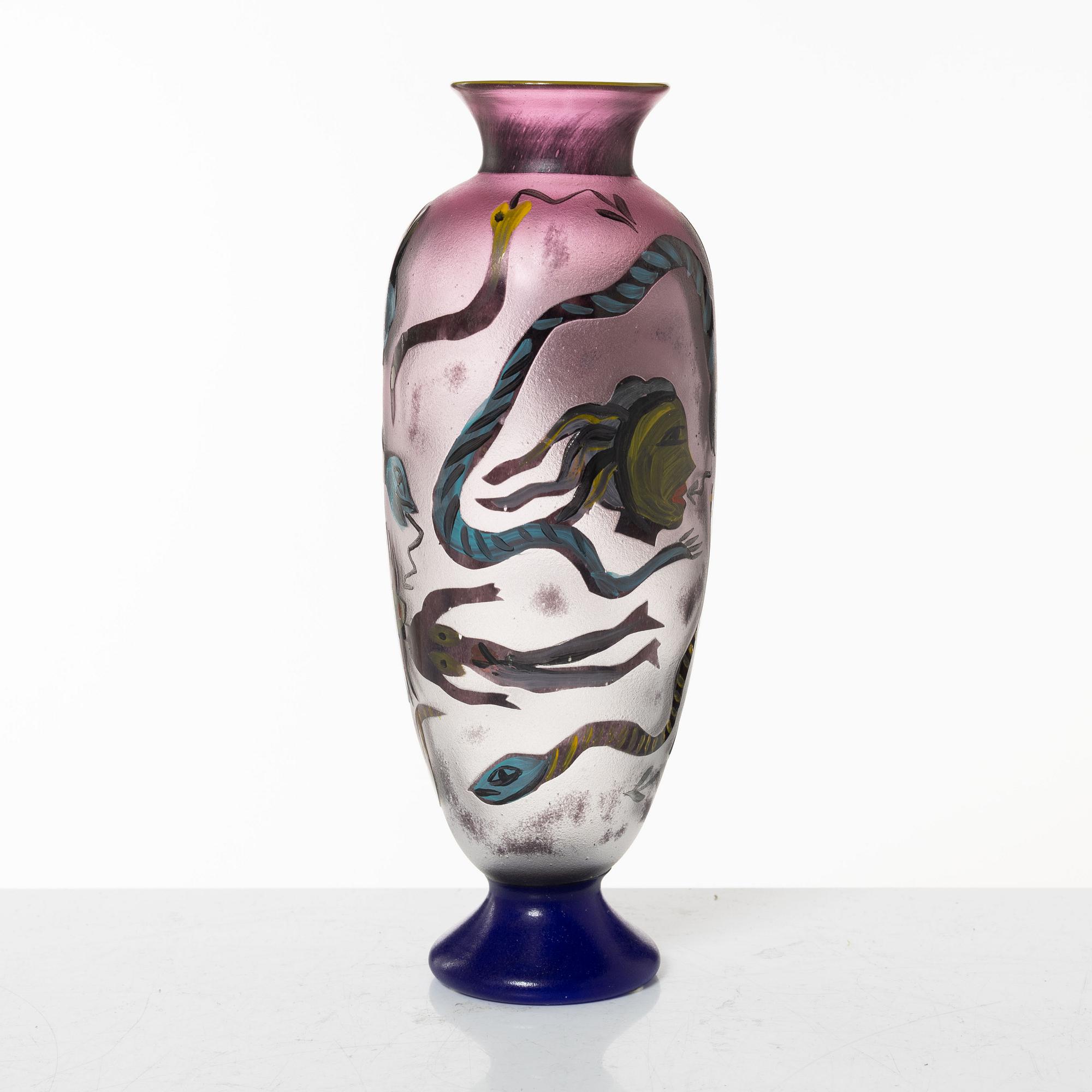 Ulrica Hydman-Vallien, a unique 'jewel glass' vase, Kosta Boda, Sweden.
