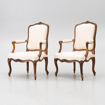 Armchairs, a pair, Rococo, 18th century.