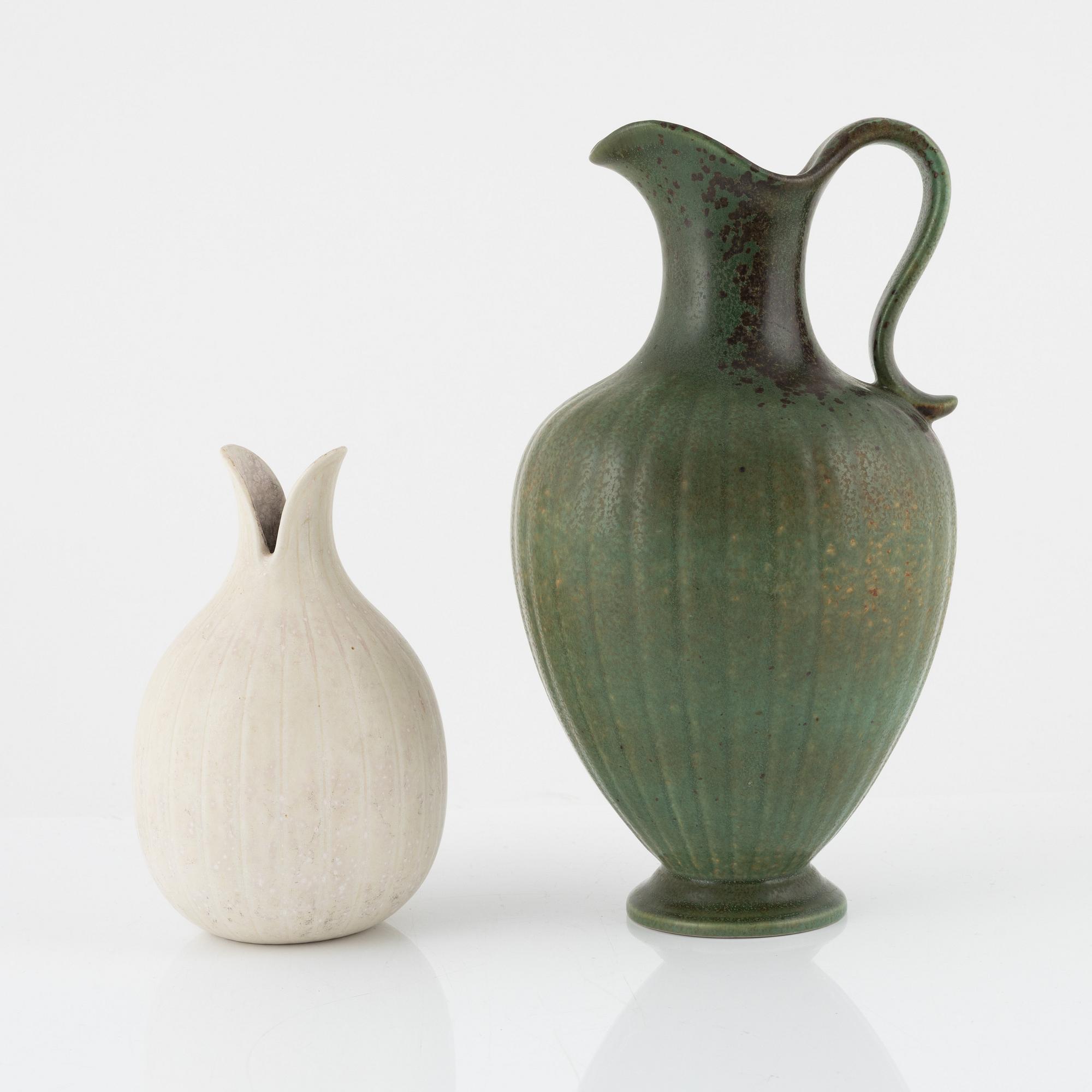Gunnar Nylund, two stoneware vases, Rörstrand.