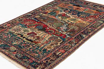 A carpet, semi-antique, Tabriz, figural, ca 201 x 137 cm.