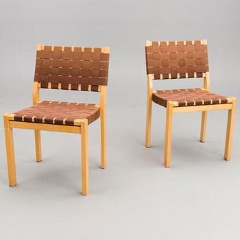 A pair of '611' chairs, Artek, Finland. 2000s.