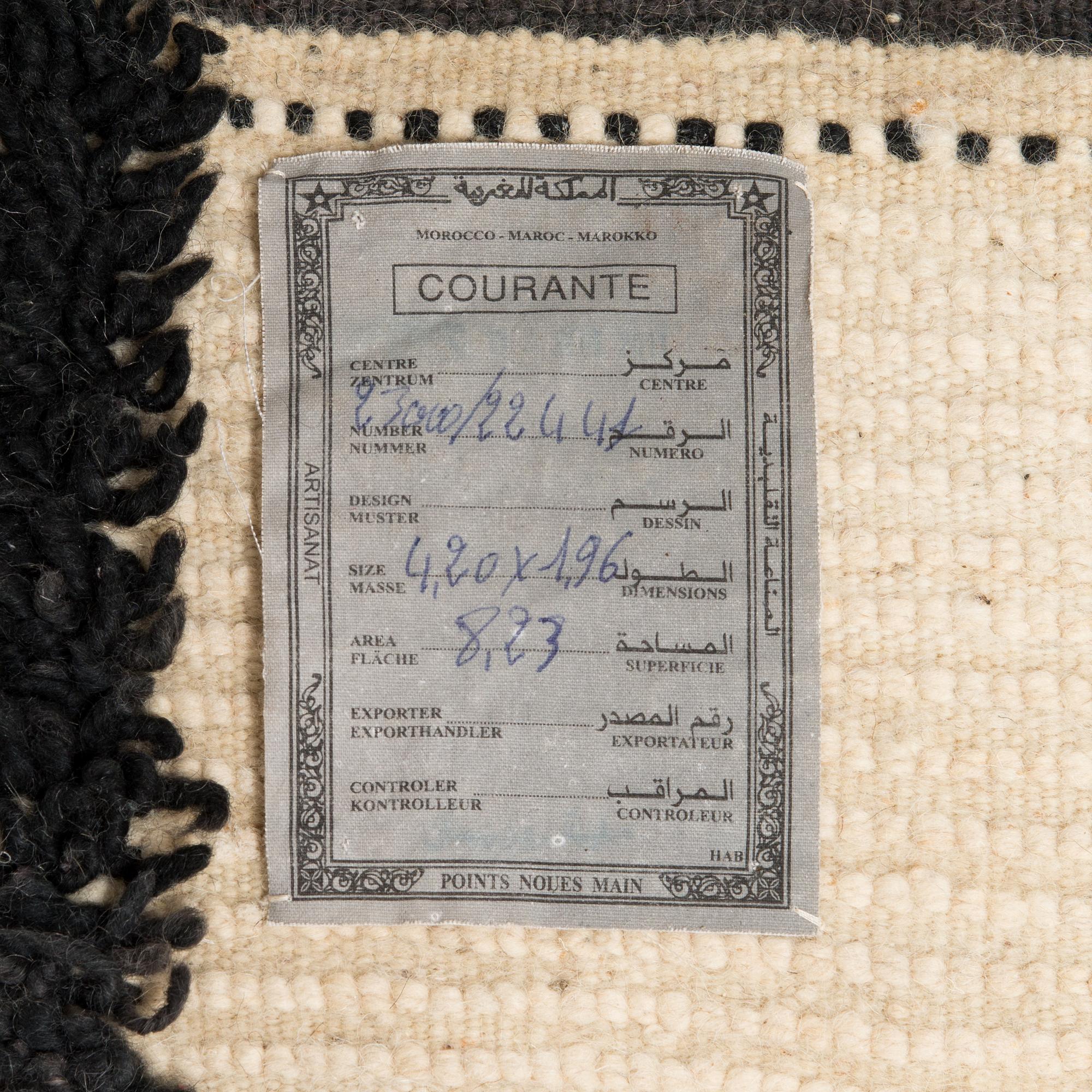 A Moroccan Beni Ourain carpet. circa 420x196 cm.
