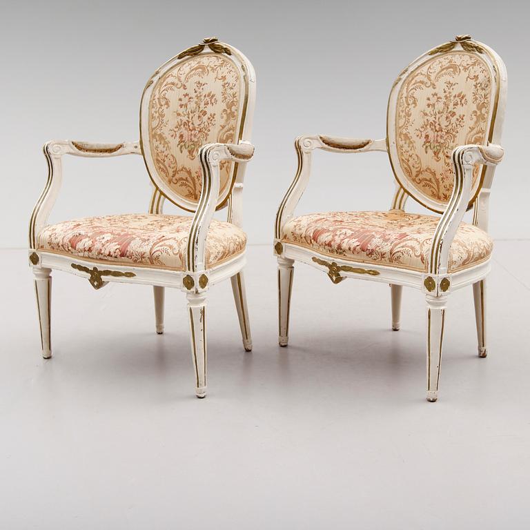 KARMSTOLAR, 1 par, gustavianska, 1700-talets andra hälft.