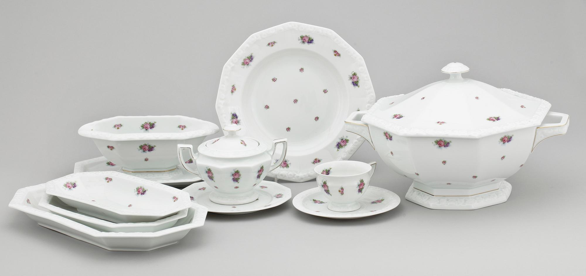 MAT- och KAFFESERVIS, 82 delar, porslin, "Maria", Rosenthal. 1900-talets andra hälft.