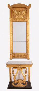 SPEGEL MED KONSOLBORD, empire, 1800-tal.