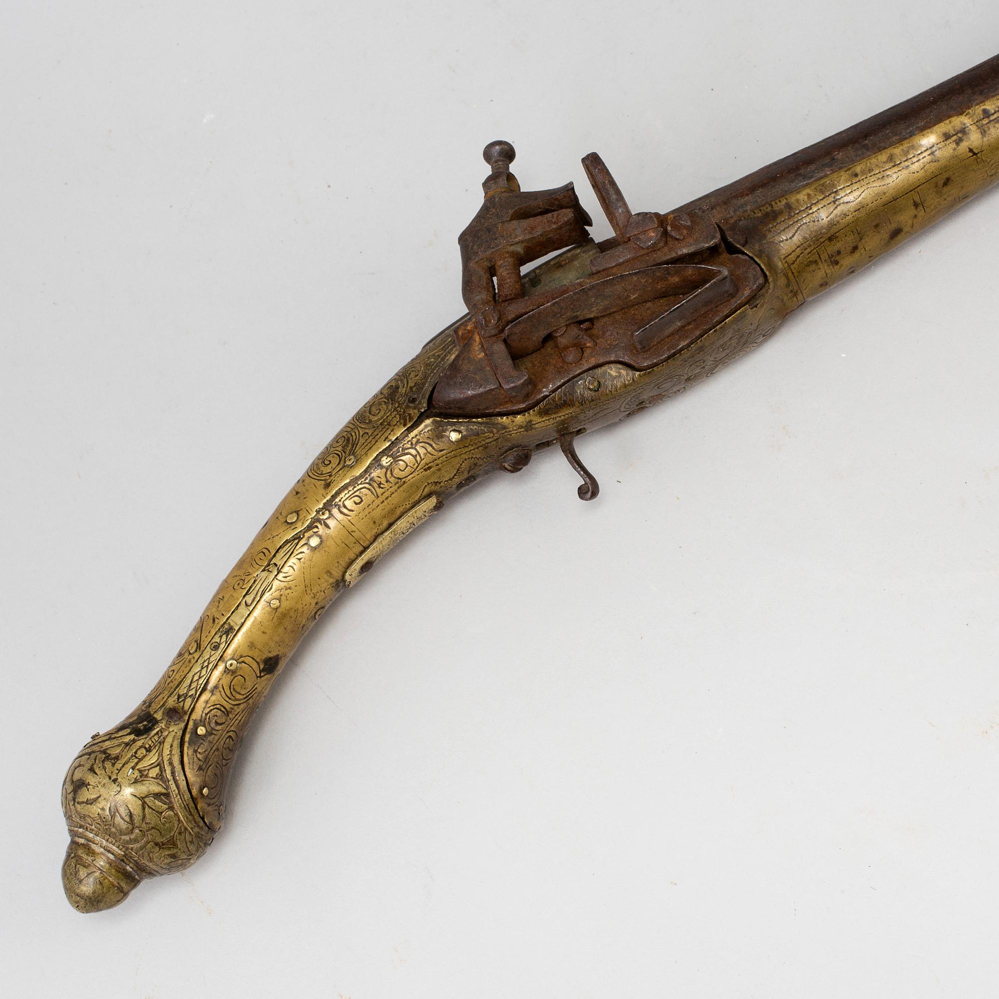 A North African flintlock pistol from the 19th century.