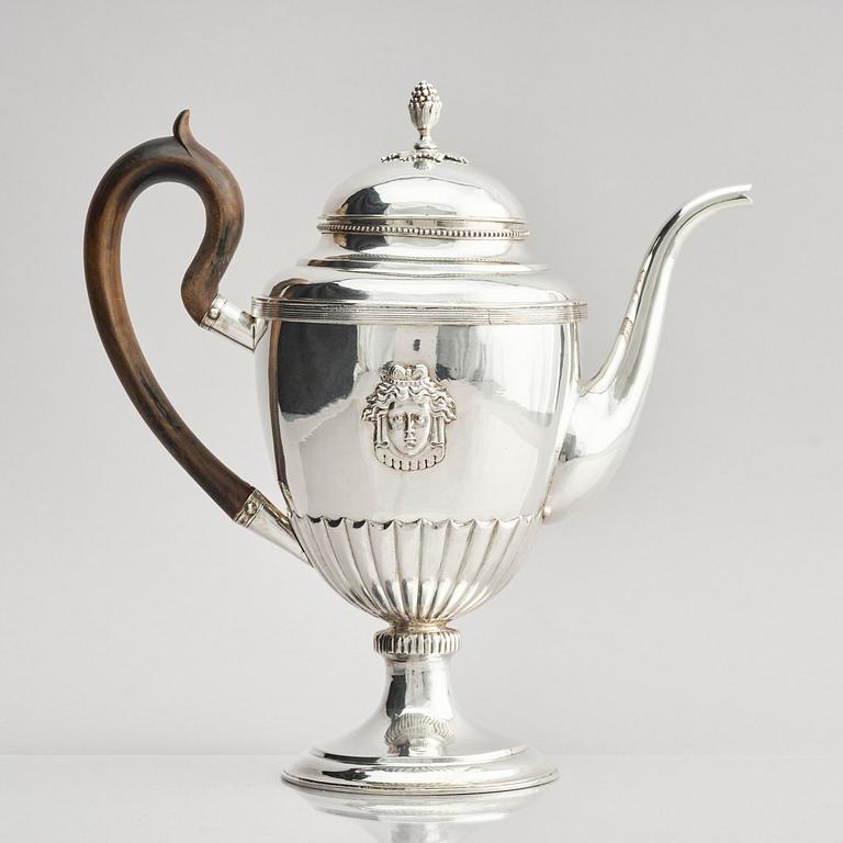 A Swedish 19th century silver coffee-pot, marks of Pehr Olof Bäckström, Gävle 1817.