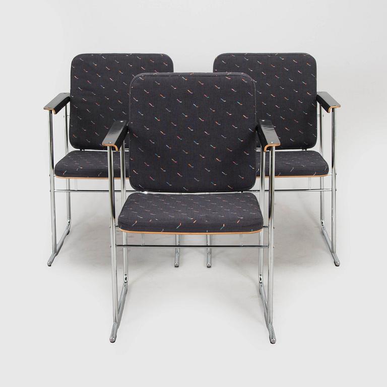 Yrjö Kukkapuro, karmstolar, 3 st, "Skaala" Avarte, 1980-tal.