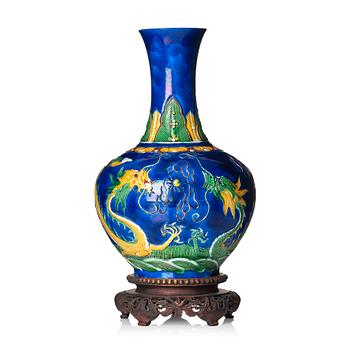 A 'five clawed' dragon vase, Qing dynasty, 19th Century with a six character Kangxi mark.