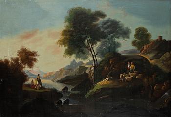 Claude Lorrain, in the manner of, 19th Century, Landscape with figures.