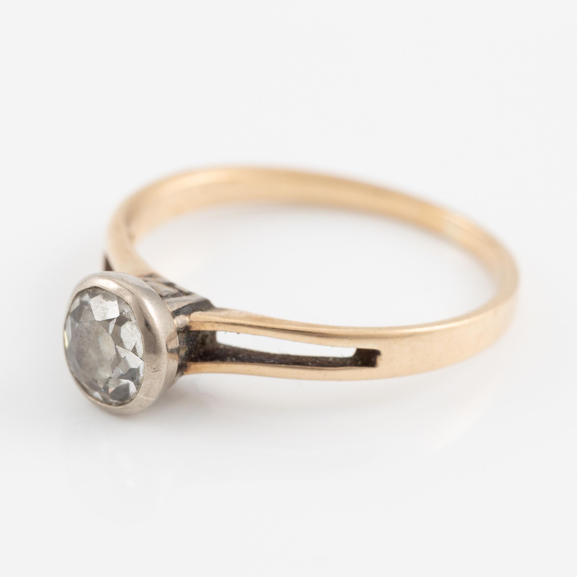 Ring, 18K gold and silver with old-cut diamond.