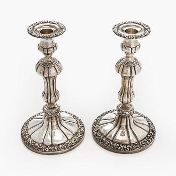 A pair of silver candelabras, a pair, Belgium 1831-1868.