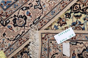A part silk Nain rug, 9LA, c. 204 x 125 cm.