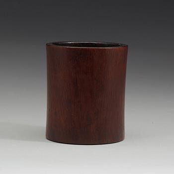 A wooden brush pot, Qing dynasty, (1644-1912).