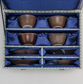 Four sets of cups with saucers, Qing dynasty, Kangxi (1662-1722).