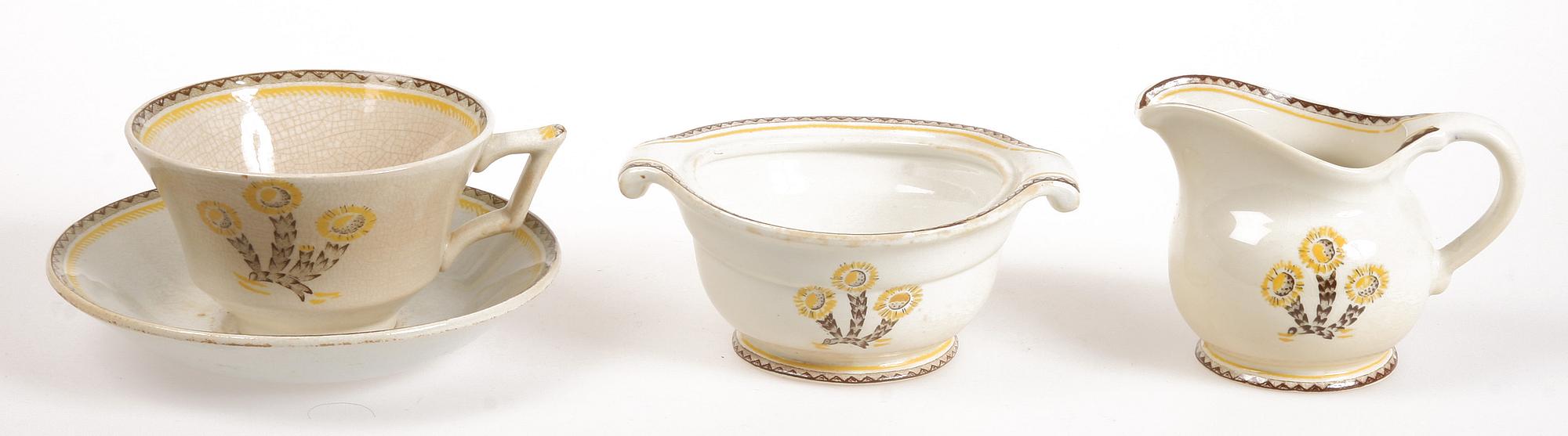 KAFFESERVISDELAR, 10 st, flintgods, "Tussilago", Wilhelm Kåge, Gustavsberg.