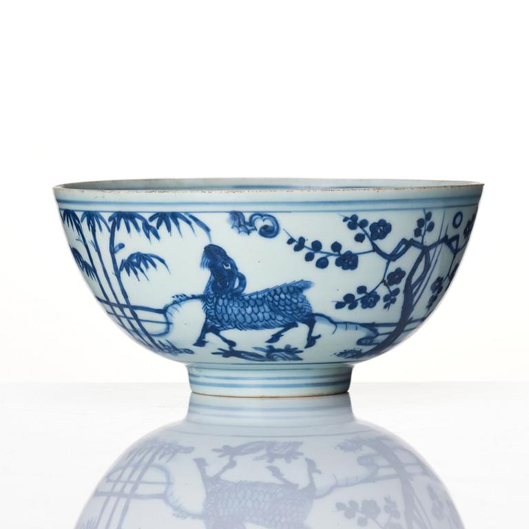 Skål, porslin, Kina, sen Mingdynasti, 1600-tal.