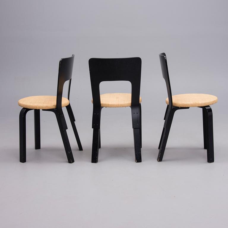 STOLAR, 5 st, modell 66, Alvar Aalto, Artek, 1900-talets mitt.