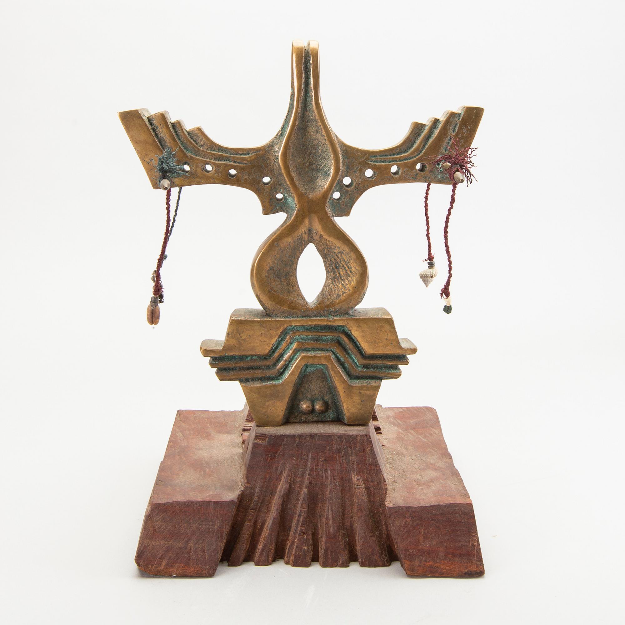 Francine Secretan, a signed and numbered sculpture of bronze and wood.