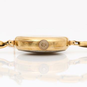 ARMBANDSUR, manuell, ur i 14K och länk i 18K guld, total vikt ca 19,8g.