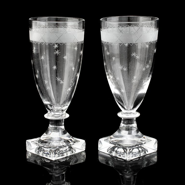 28 early 19th century champagne glasses.