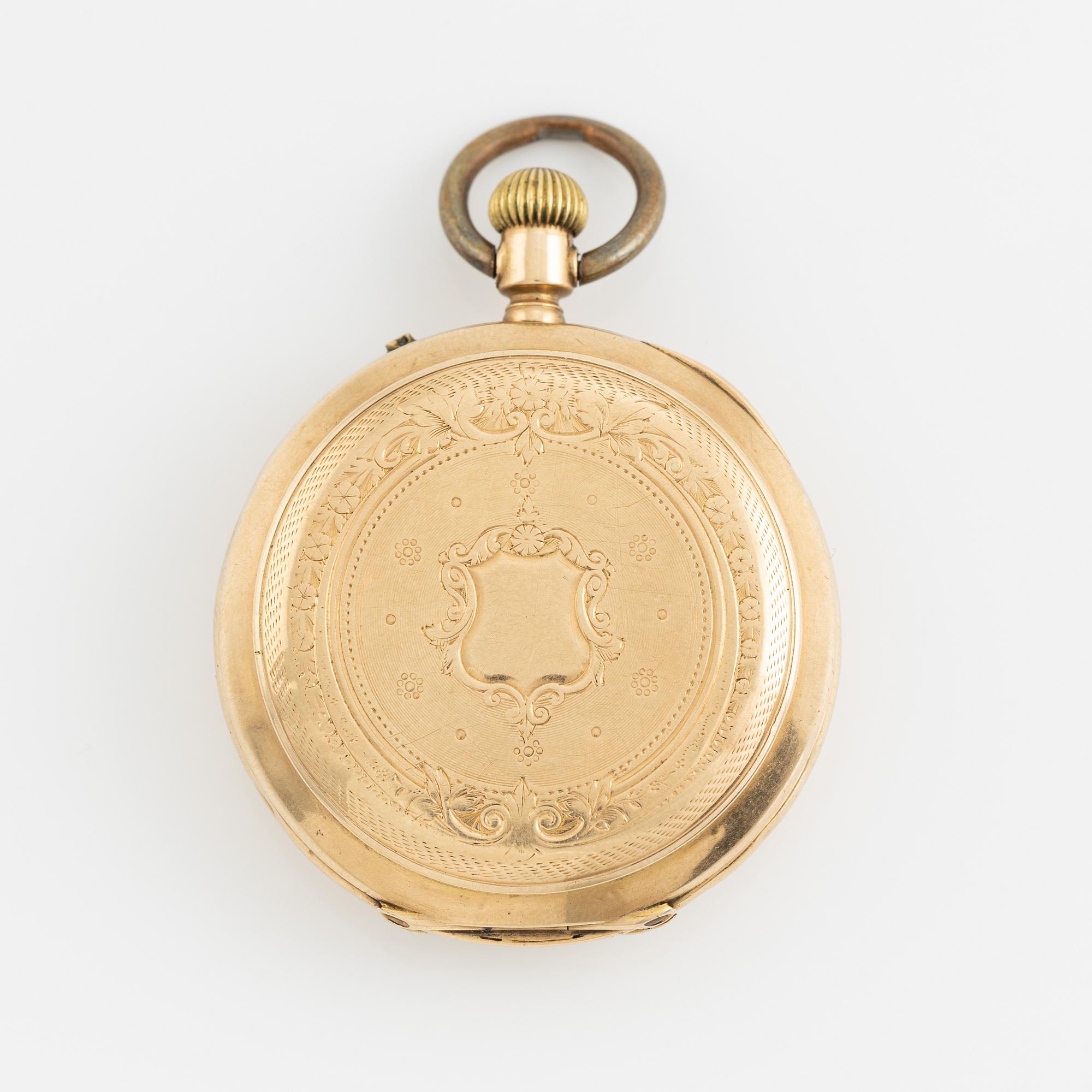 Pocket watch, 14K gold, 37 mm.