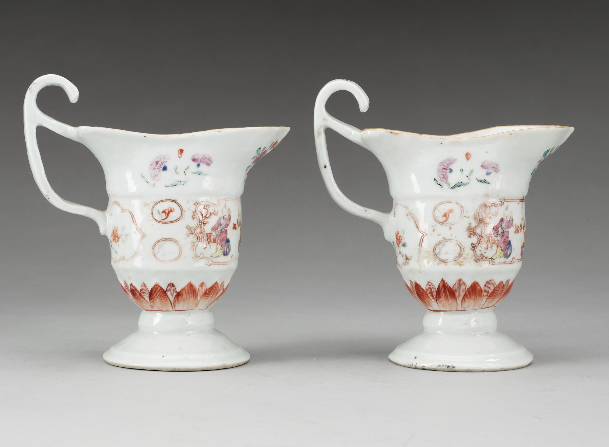 KANNOR, ett par, kompaniporslin. Qing dynastin, Qianlong (1736-95).