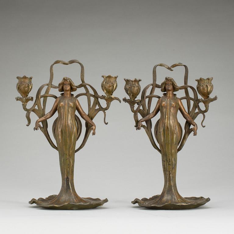 KANDELABRAR, ett par, Jugend.