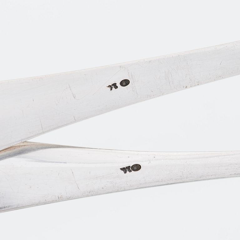 Serveringsbestick, 3 st, och supkopp, silver, Warszawa, Polen 1931-63 och 1920-31.