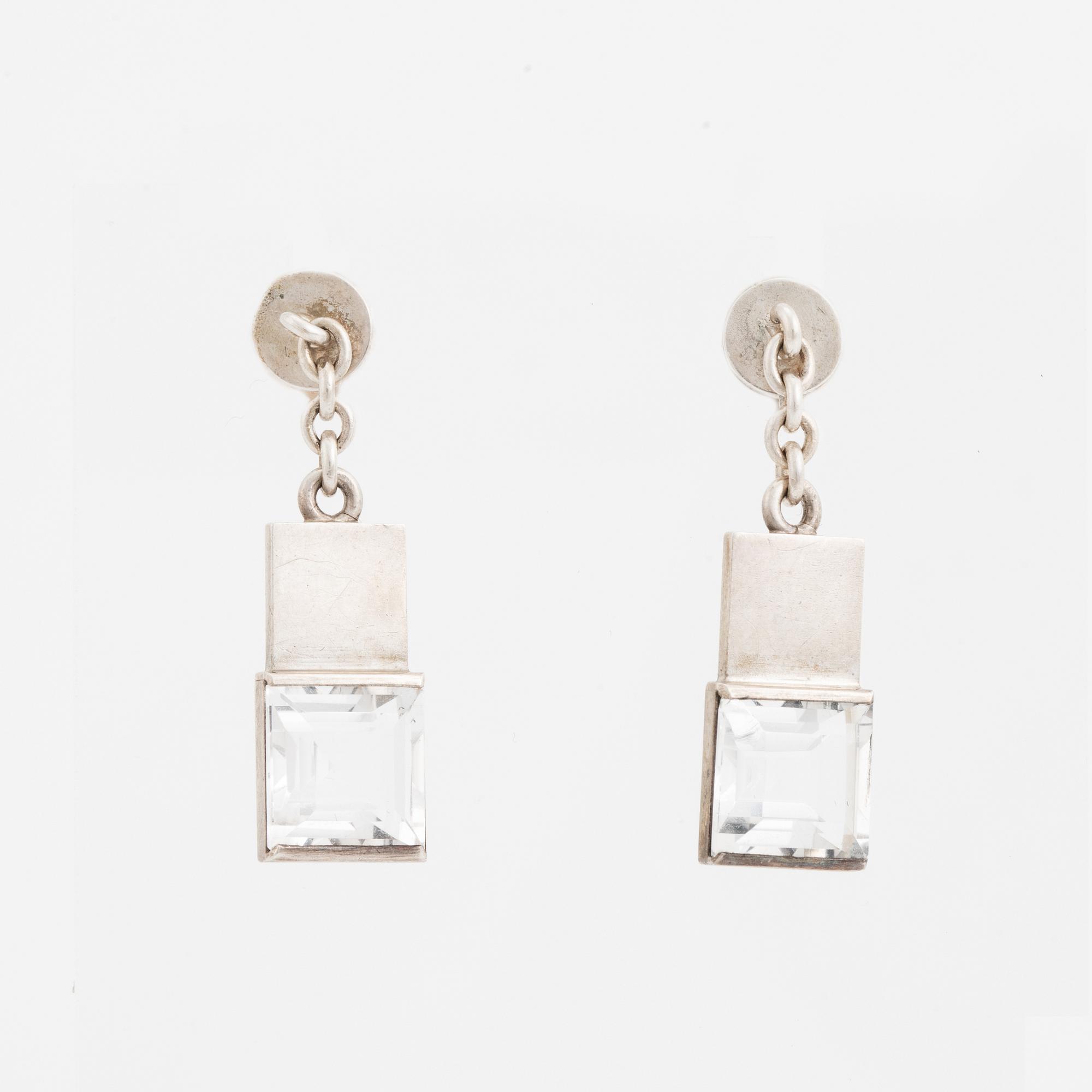 A pair of Wiwen Nilsson silver and rock crystal earrings.