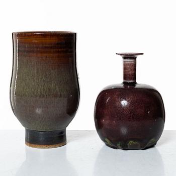 Carl-Harry Stålhane, two stoneware vases and a bowl, Designhuset, Lidköping.