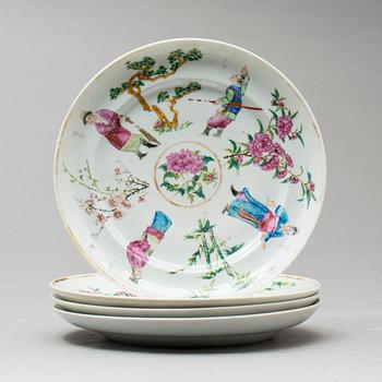 TALLRIKAR, 4 st, porslin,Kina, Jiaqing (17896-1820).
