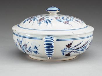 A Swedish Rörstrand faience tureen with cover, 18th Century.