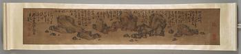 A hand-scroll of a rocky landscape, copy after Gao Fenghan (1683-1748), Qing dynasty, 19th Century.