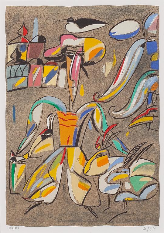 Madeleine Pyk, "Tusen dagar och en dröm", mapp med fyra färglitografier samt bok.