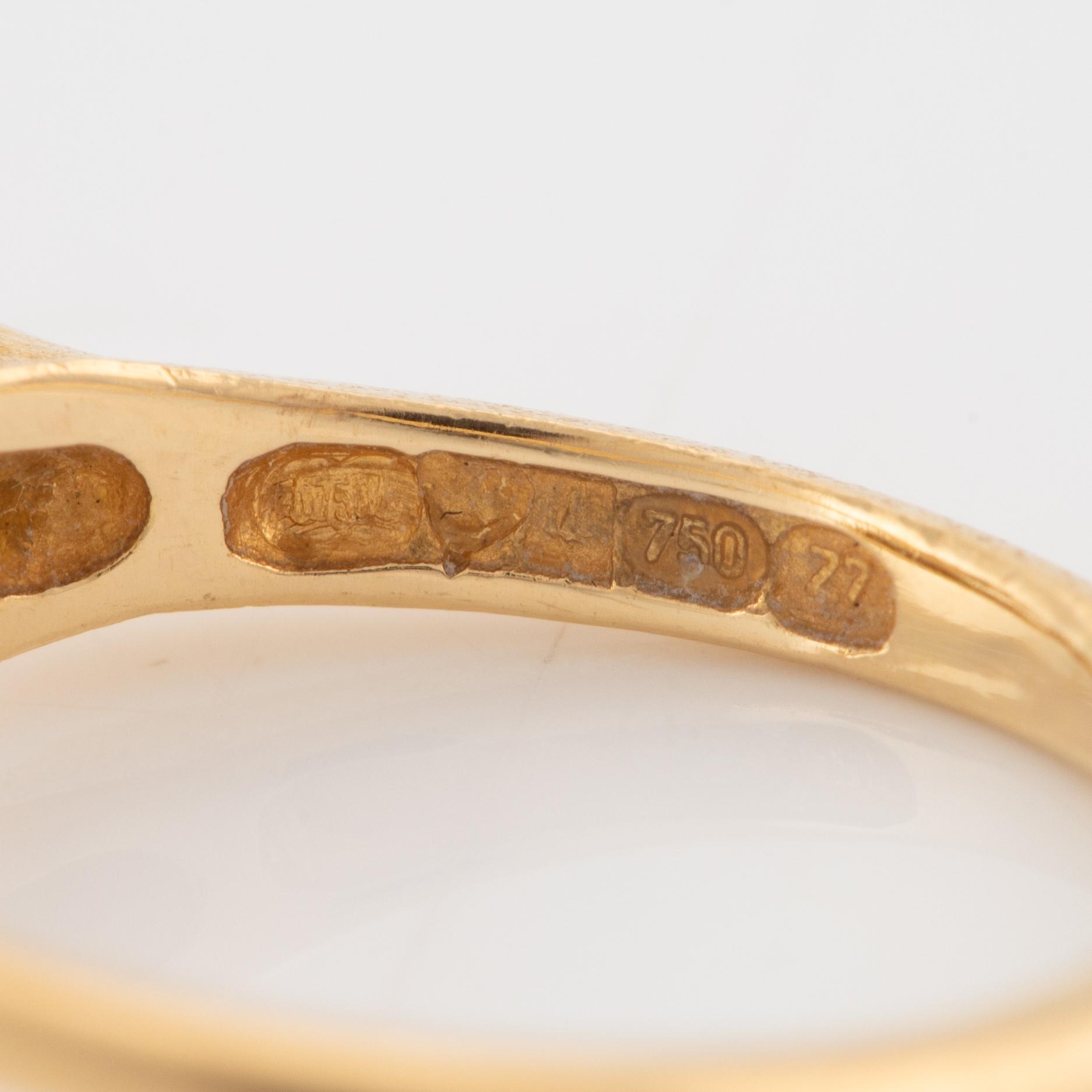 Lapponia ring, gold with an octagon-cut diamond, Finland 1977.