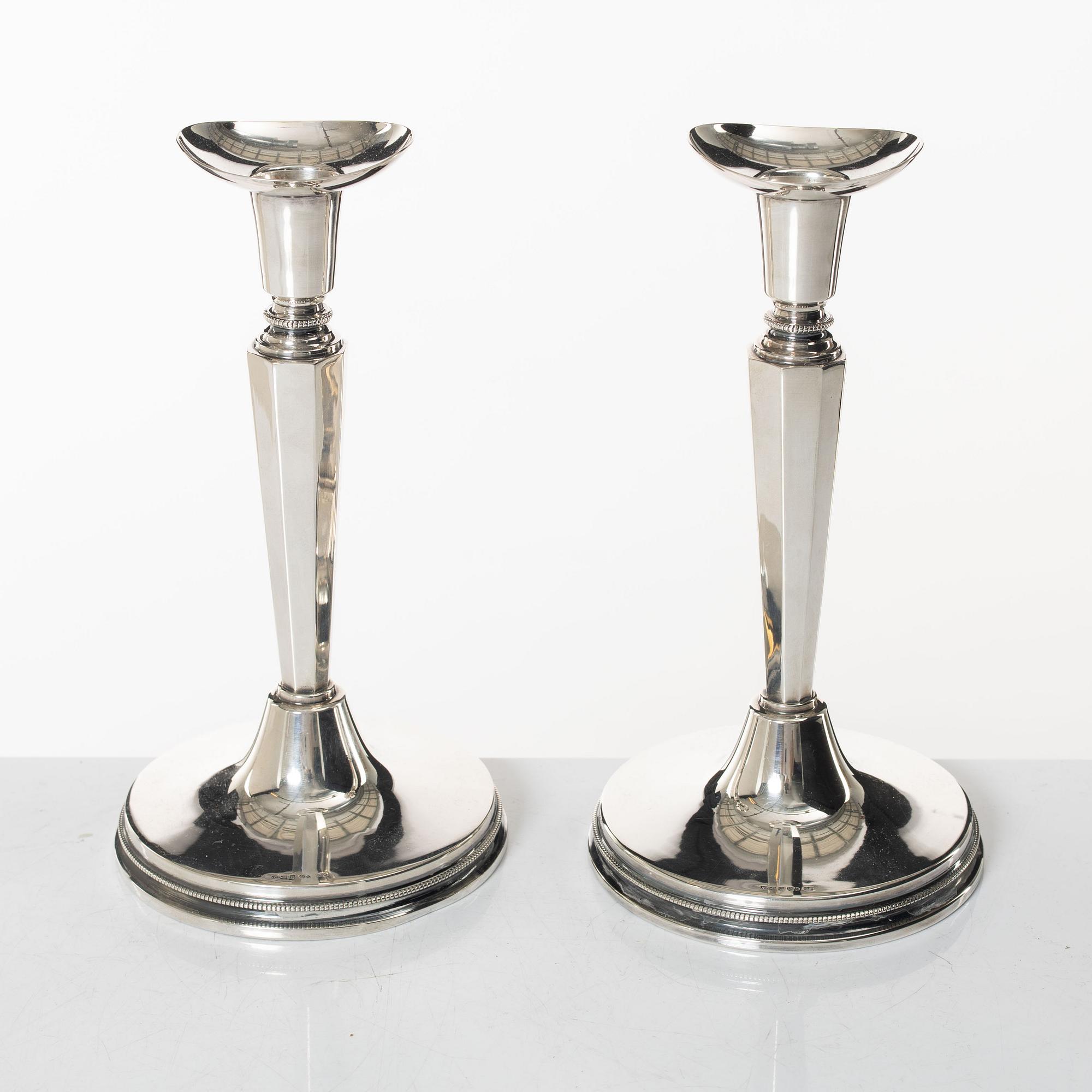 A pair of Swedish silver candlesticks, mark of Eric Löfman, KG Markströms, Uppsala 1966.
