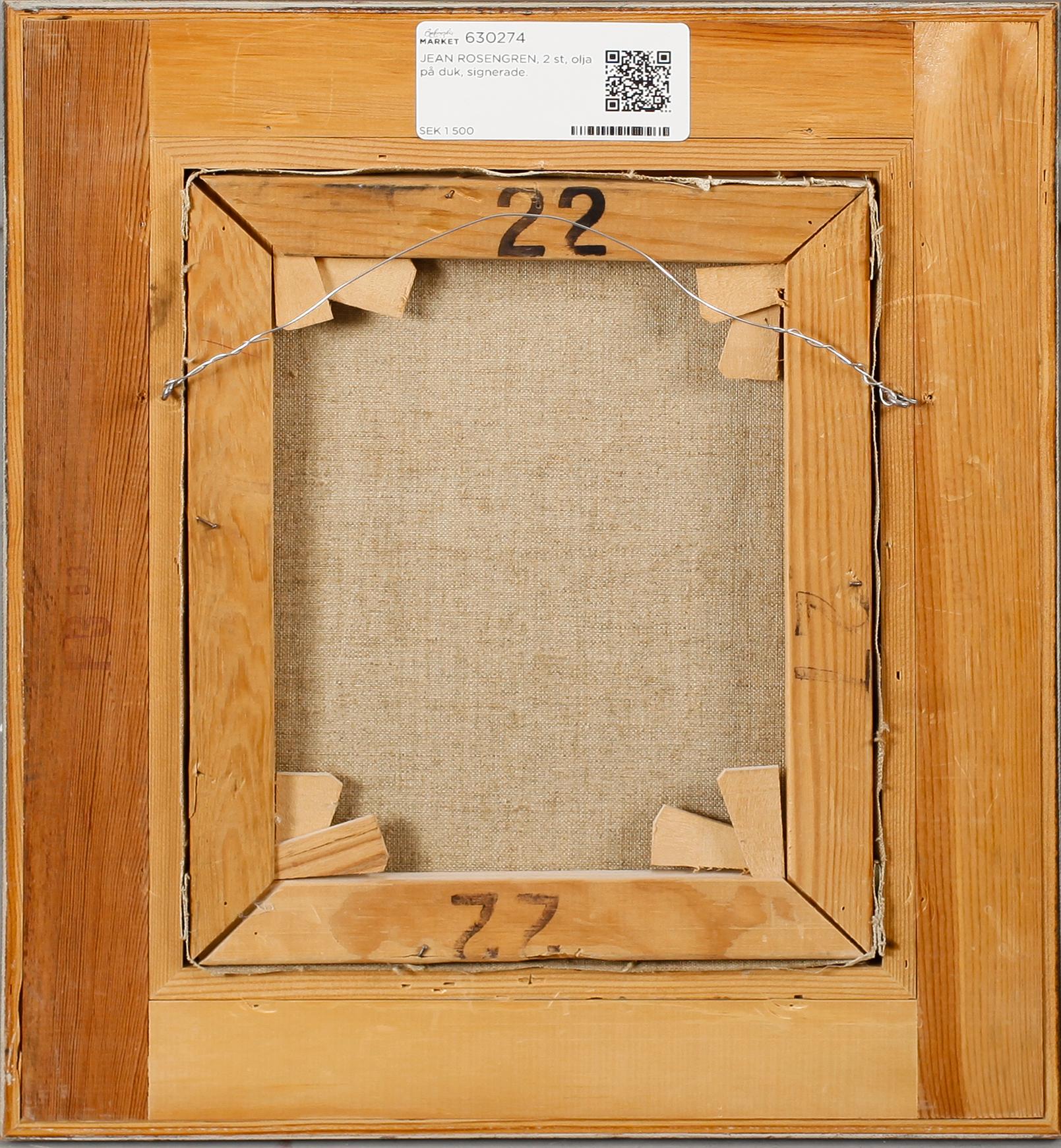 JEAN ROSENGREN, 2 st, olja på duk, signerade.