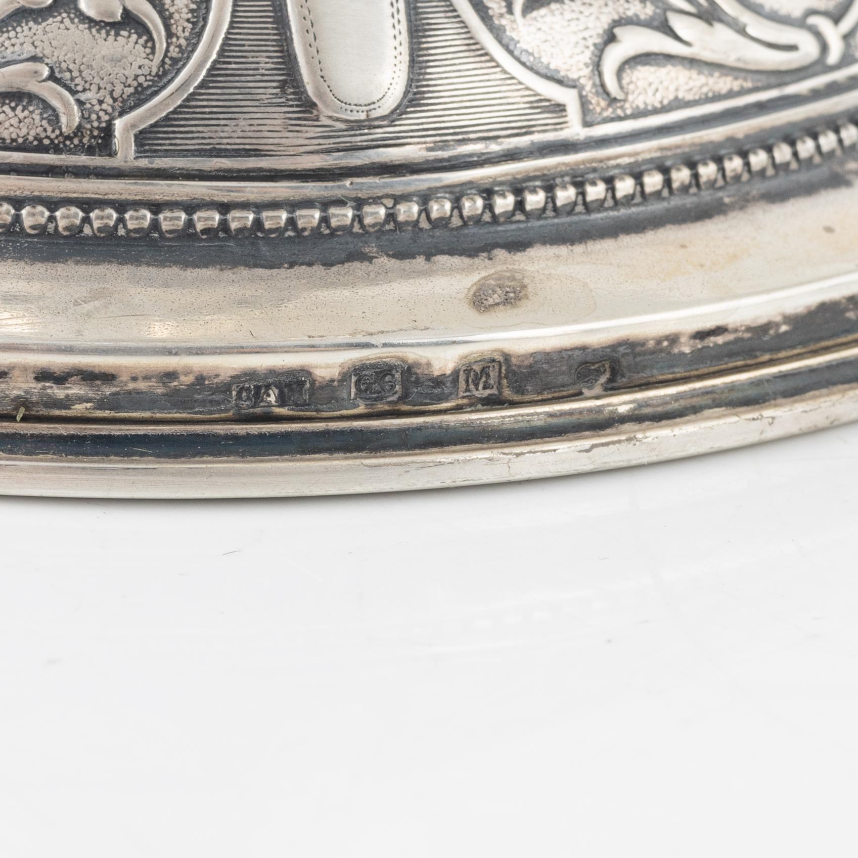 Lockpokaler, 2 st, silver, bl a Carl August Nilsson, Malmö 1885.