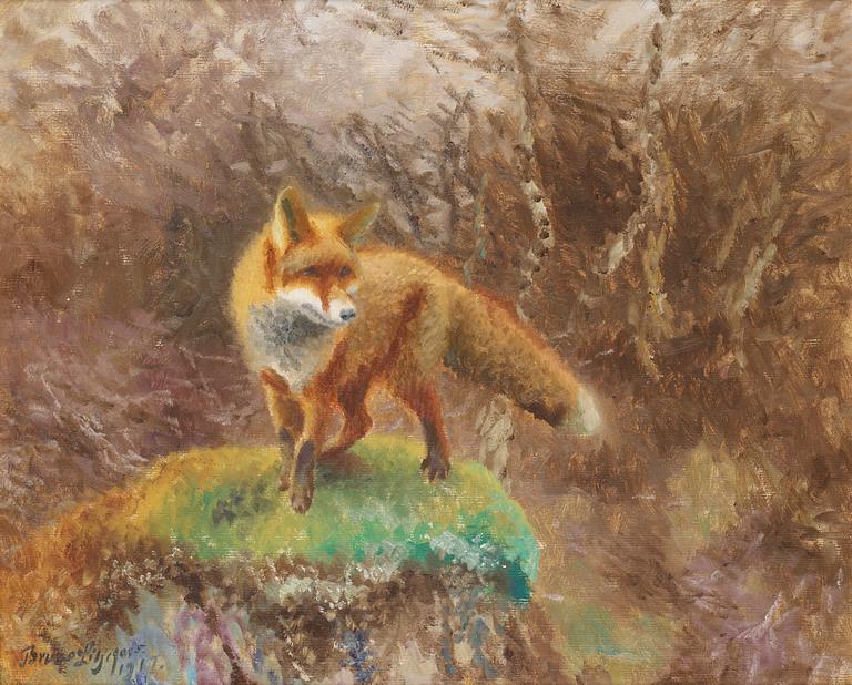 Bruno Liljefors, Fox in an autumn landscape.